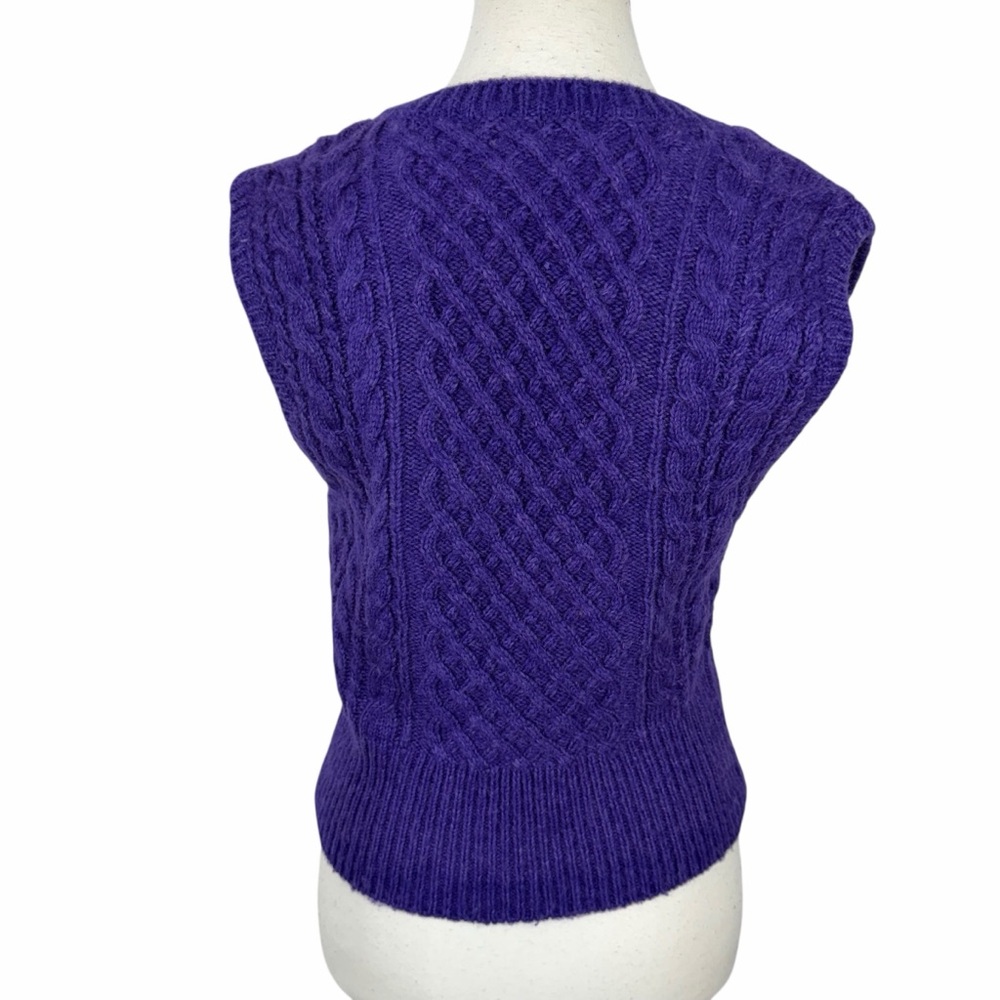 Rag & Bone Elizabeth Cable Knit Vest Purple NWT $395 Wool Sleeveless Sweater S - Picture 5 of 8